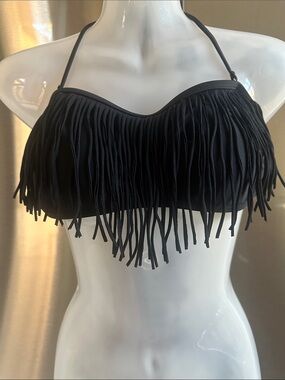 Fringe Bikini Bandeau Top black size medium 🕶️